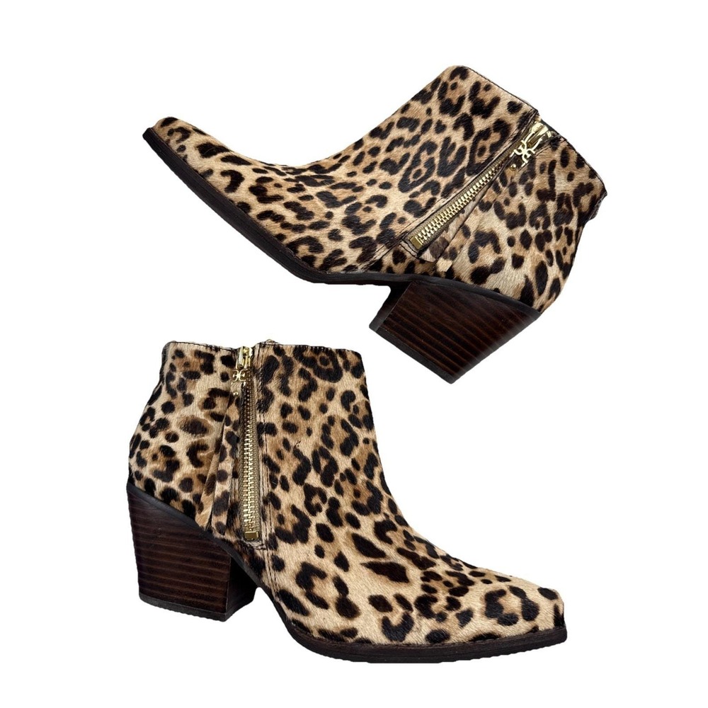 Sam Edelman Walden Leopard Print Calf Hair Ankle Boot 6 Rockabilly Western Boho